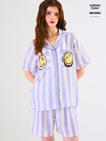 Smiley World Collection - Purple Saturday (Short Sleeves + Shorts Set)