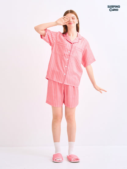 Make Up Your Day Collection - Red Sunday (Short Sleeves + Shorts Set)