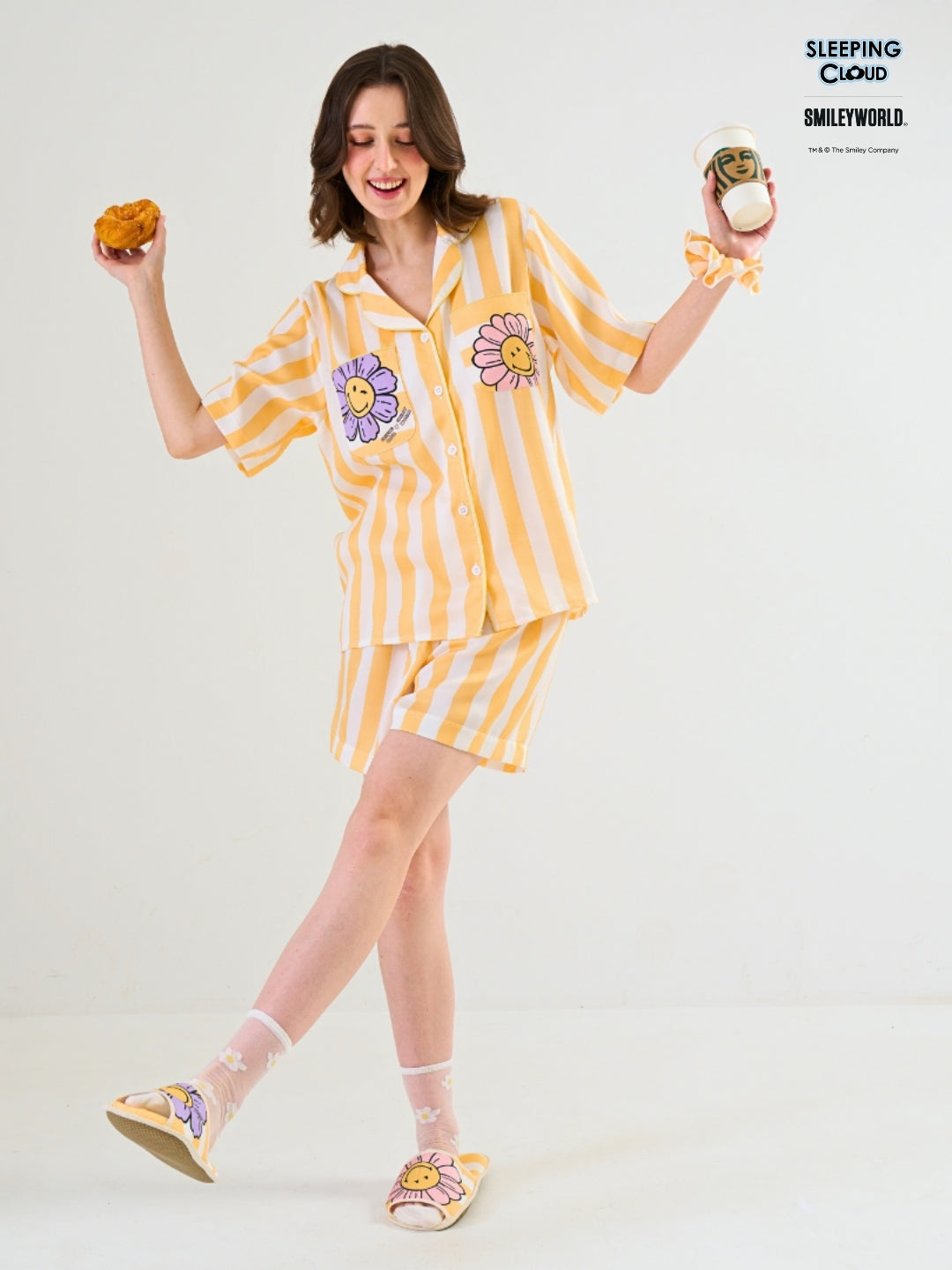 Smiley World Collection - Yellow Monday (Short Sleeves + Shorts Set)