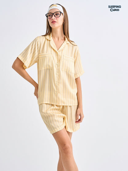 Make Up Your Day Collection - Yellow Monday (Short Sleeves + Shorts Set)