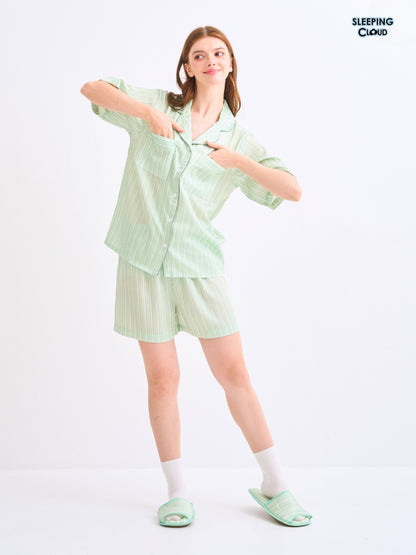Make Up Your Day Collection - Green Wednesday (Short Sleeves + Shorts Set)
