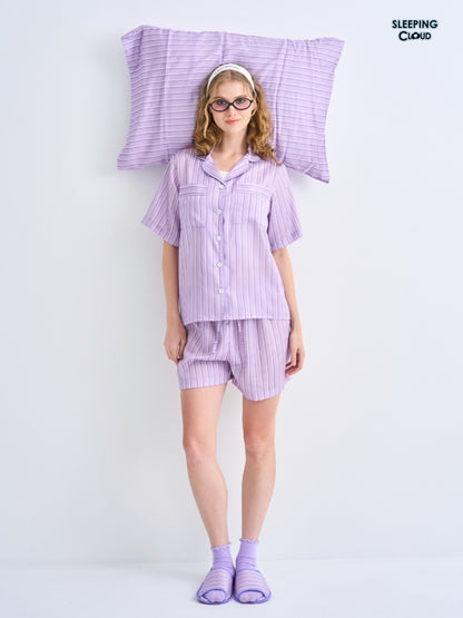 Make Up Your Day Collection - Purple Saturday (Short Sleeves + Shorts Set)